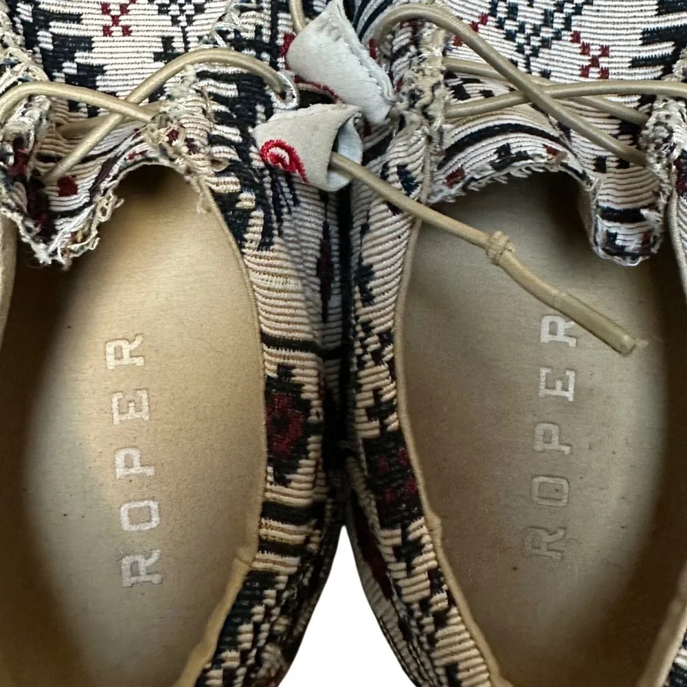 Roper Womens Southwestern Aztec Tapestry Slip On Loafers Shoes Size 10